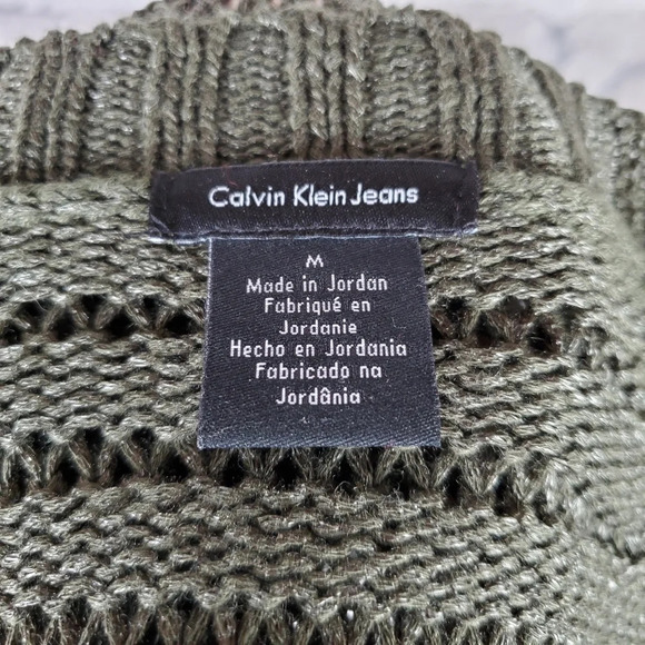 Calvin Klein Jeans Olive Green Shaker Sweater Scoop  Neck Size Medium - Picture 2 of 13